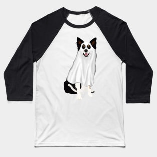 Halloween Ghost Border Collie Drawing Spooky Baseball T-Shirt